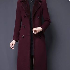 Wool Blend Coat With Faux Fur